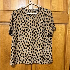 A New Day Tan and Black Leopard Blouse